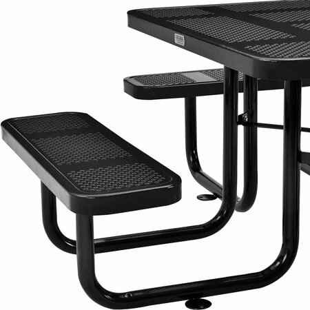 Global Industrial 46 Square Perforated Metal Outdoor Picnic Table, 81W x 81D Overall, Black 694551BK